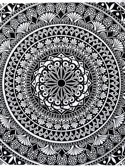 This is one of my large, intricate mandala drawings. Created entirely with fine-liner pens, every pattern and line is drawn by hand. I offer personalized mandala drawings that can incorporate symbols and elements that are meaningful to you.
