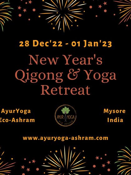 Captions will provide specific details about each retreat, its facilitators, and the daily activities, as seen in the media (e.g., "Learn the theory of Qigong and Traditional Chinese Medicine," "A serendipitous meeting at our ashram led to the creation of our Yin Yang Yoga retreat," "Daily offerings at our Bhakti retreat include kirtan and ecstatic dance.").