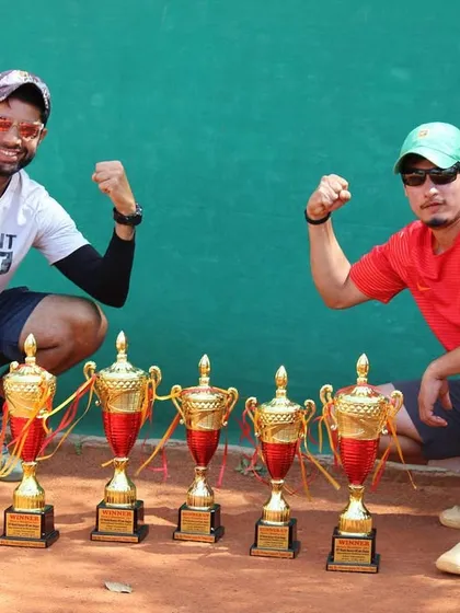 We lead by example. As active professional players, we are constantly competing and winning. Here we are with five trophies from a successful week at the ITF Masters 400 tournament in Jhajjar.