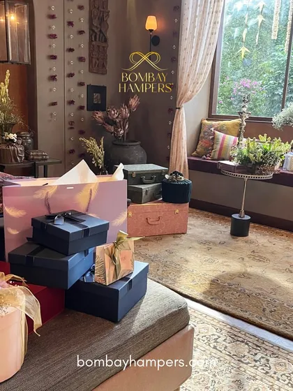 A glimpse into my Bombay Hampers Experience Studio. This is where we bring your vision to life, surrounded by artisanal trunks, luxe boxes, and endless inspiration for every occasion.
