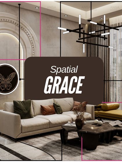 Spatial grace is about using design to create a sense of harmony and flow. This living room achieves that with its curved sofa, modern lighting, and a balanced mix of colors and textures.