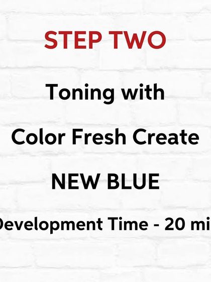 Step Two is toning with Color Fresh Create in New Blue. This gives a pure, electric blue result.