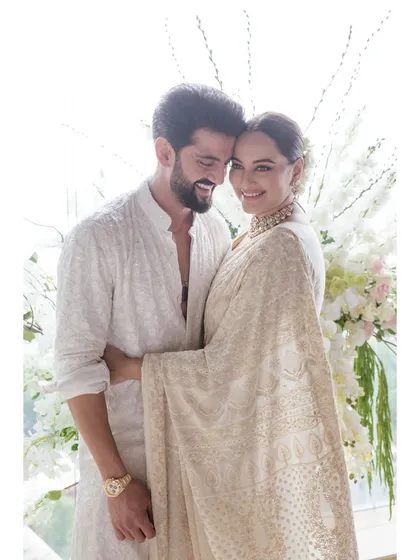 Dearest Sonakshi and Zaheer, your names mean 'golden-eyed' and 'bright, shining'. This portrait, filled with light and warmth, perfectly captures the radiant energy you share.