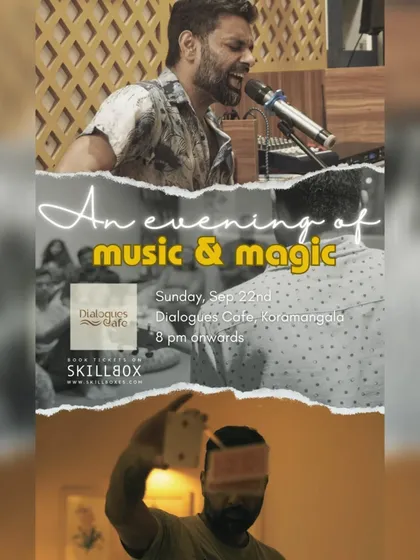 A poster for "An Evening of Music & Magic," a truly unique experience for a Sunday evening.