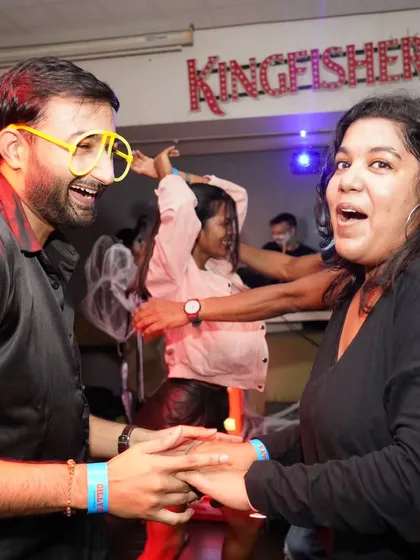 The look of pure surprise and fun on the dance floor. Our parties are filled with unexpected and joyful moments like this.
