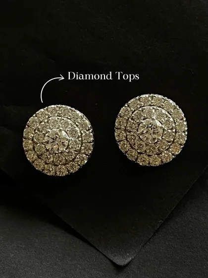 These brilliant diamond tops are a festive season must-have. Their circular, multi-layered design adds a radiant spark to your look, and I can customize them to be detachable.