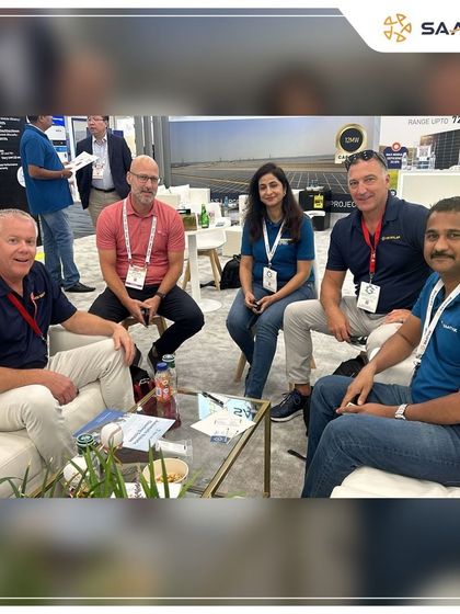 Our team and international partners at the RE+ Expo, focused on sustainability and the global transition to clean energy.