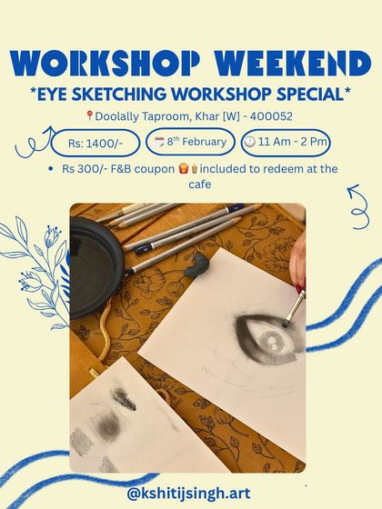 A poster for my Eye Sketching Workshop Special. These sessions are more technical but still super fun and beginner friendly.