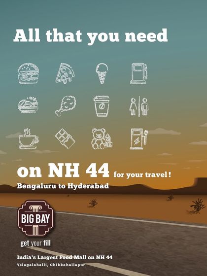 This graphic illustrates everything you need on your NH44 journey. From food and fuel to restrooms and a play area, we have it all in one place.