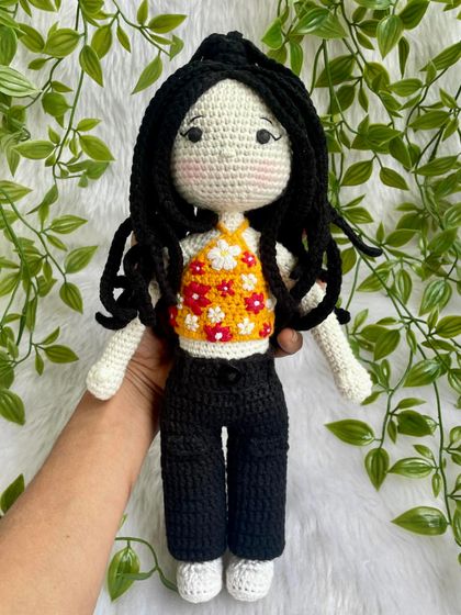 This replica doll features beautiful braided hair and a floral halter top. The customer requested no mouth for a unique, stylized look, which I think turned out so sweet and artistic.