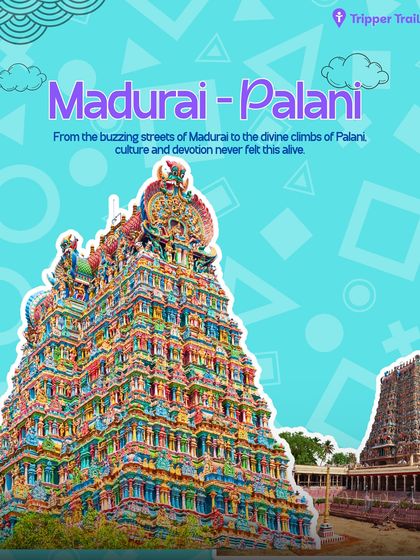 The vibrant gopuram of the Meenakshi Temple in Madurai. Our trip combines the buzzing streets of Madurai with the divine climb of Palani for a truly spiritual experience.