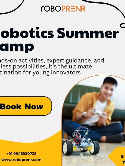 An ad for our summer camp, emphasizing hands-on activities and expert guidance as the ultimate destination for young innovators.