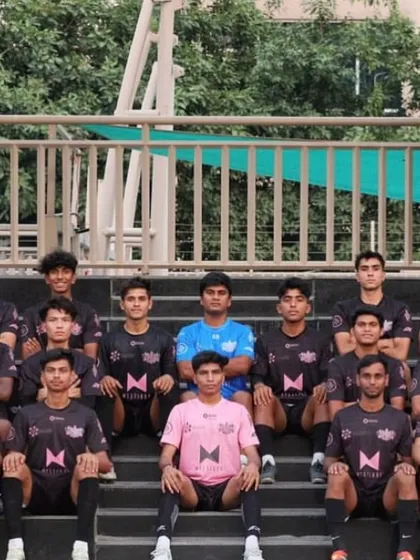 Our coach with his team. Karanendu Banerjee, selected for the AFC A License course, with the youth squad he is developing.