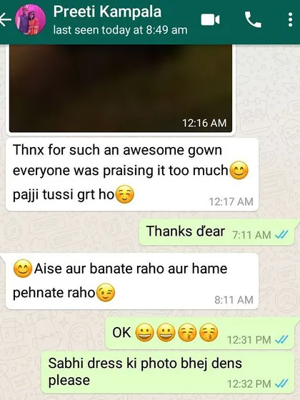 This is why I do what I do. Getting messages like this from a happy client makes all the long hours of detailed handwork completely worth it. My greatest joy is seeing you feel amazing in an outfit we created together.
