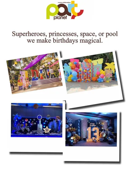 Superheroes, princesses, space, or pool parties, we make every birthday magical. This collage shows just a fraction of the diverse themes we love to create.