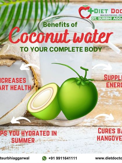 Coconut water is nature's sports drink. This graphic explains its benefits for hydration, energy, and heart health, making it a perfect addition to a healthy lifestyle, especially in the summer.