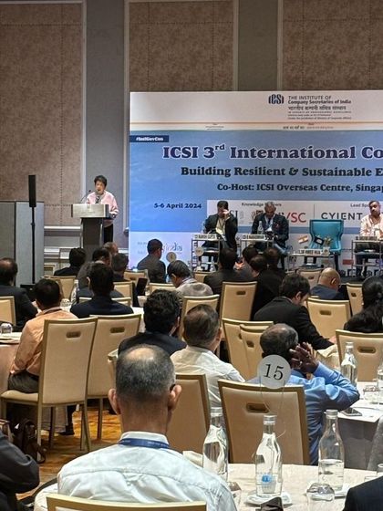 Networking with fellow professionals at the International Conference by the Institute of Company Secretaries in Singapore. These connections are invaluable for cross-border collaborations and client service.