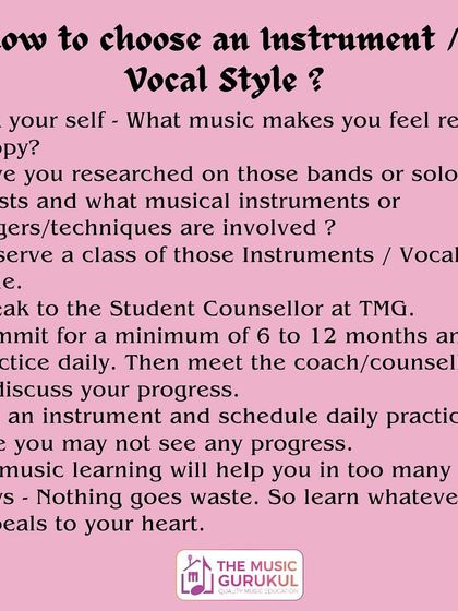 A simple guide on how to choose a musical instrument. We help new students look within and find the music that truly makes them happy, because that is the key to a successful learning journey.