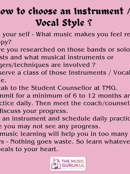 A simple guide on how to choose a musical instrument. We help new students look within and find the music that truly makes them happy, because that is the key to a successful learning journey.