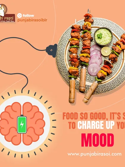 Our food is so good, it's sure to charge up your mood. Recharge with our flavourful kebabs and other dishes.