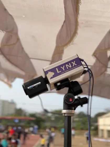 Another look at our Lynx photo-finish camera, set up to capture every split-second finish at TrackNights 2023. We invest in the best technology to give our athletes a professional experience.