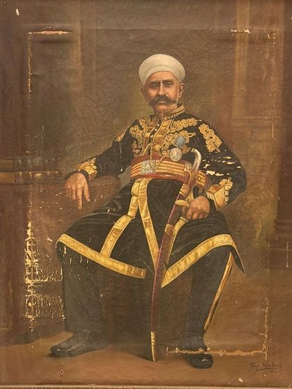 This signed oil on canvas by the pioneering photographer Raja Deen Dayal demonstrates his mastery across mediums. We care for such historical pieces, ensuring their artistic and technical brilliance endures.