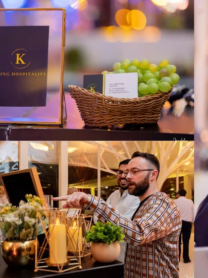 A collage capturing candid moments at the bar. A guest points out a drink on the menu, showing the interactive and engaging experience we foster at our events.