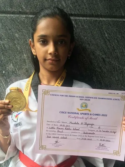 A closer look at the Gold Medal and official certificate awarded to my student Mrudula at the CISCE National Games. This represents a major victory at the regional level.