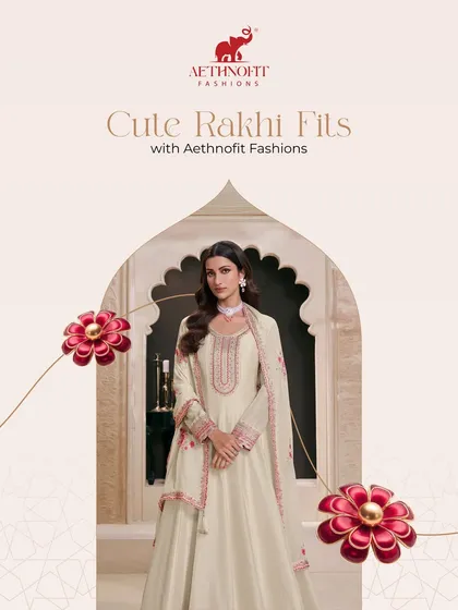 Confident, classy, and a little bit royal. My Rakhi fits are designed to match your vibe, whether you choose a bold black suit or a timeless cream Anarkali.