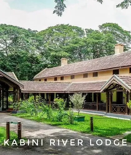 The iconic Kabini River Lodge, a heritage property that offers a classic and comfortable safari experience.