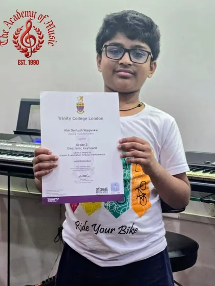 We are incredibly proud of our student Abir Waigankar, who achieved a stunning score of 97 out of 100 on his Grade 2 Trinity Keyboard exam. His success is a testament to the dedicated coaching and supportive learning we provide for all our exam candidates.
