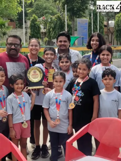 Another group shot with our skaters and their well deserved medals and trophy. We foster a winning environment built on sportsmanship and hard work.
