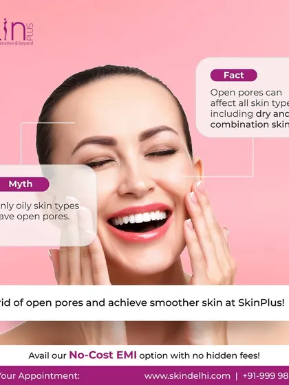 It's a myth that only oily skin types have open pores. As this graphic explains, they can affect all skin types, and I offer solutions tailored to dry, combination, and oily skin for a smoother complexion.