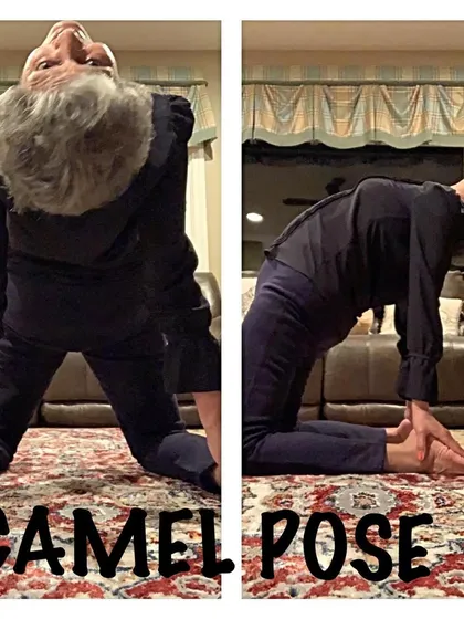 A two-part image showing the alignment of Camel Pose. It's a powerful asana for improving posture.