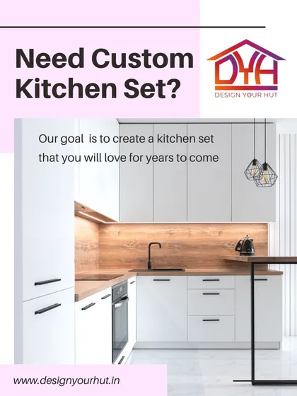 Looking for a custom kitchen set? My goal is to create a kitchen you will love for years. This design features a minimalist white and wood theme, with a sleek black faucet and geometric pendant lights adding a modern, graphic contrast.