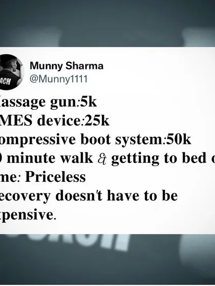 Recovery doesn't have to be expensive. Fancy gadgets are nice, but nothing beats the fundamentals: a 10-minute walk and getting to bed on time are priceless for your recovery.