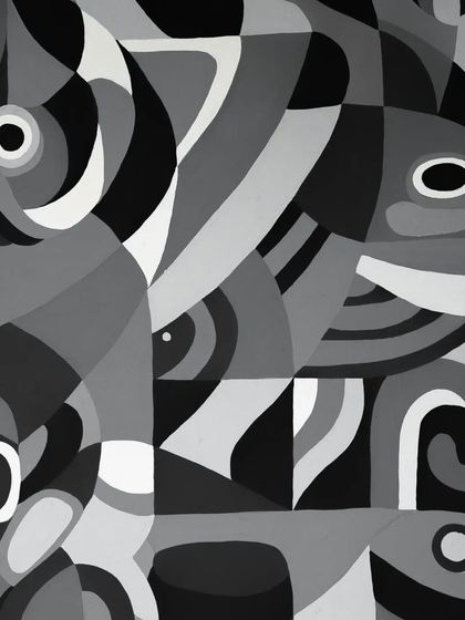 Another section of the 'Aab' canvas, showing the interplay of geometric and organic forms.