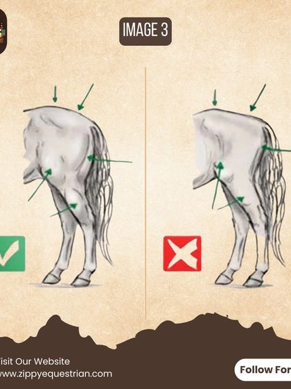 The hindquarters are the engine of the horse. This illustration shows the contrast between well-developed hindquarter muscles and poor muscling, which directly impacts a horse's power and ability to engage.