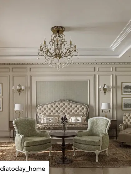 From "The Colonial House" project, this bedroom features a serene seating area with classic Bergère chairs. The design reflects a blend of European influences, creating a living space that is both inviting and timeless.
