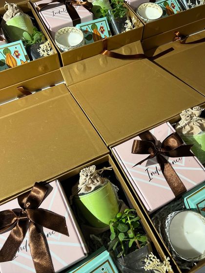 Rows of our corporate hampers ready for dispatch. I ensure every box, whether it's one or a hundred, is packed with the same level of care and attention to detail.