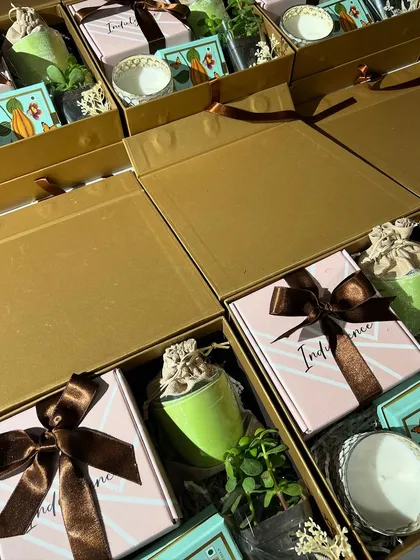 Rows of our corporate hampers ready for dispatch. I ensure every box, whether it's one or a hundred, is packed with the same level of care and attention to detail.