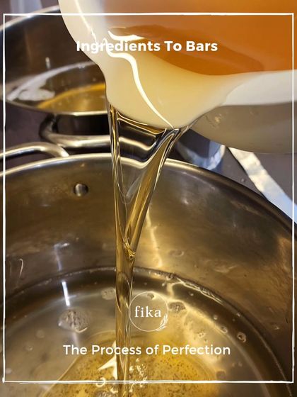 Ingredients to bars, the process of perfection. It all starts with pure, high-quality plant oils like the ones being poured here, forming the nourishing base for all my traditional cold-process soaps.