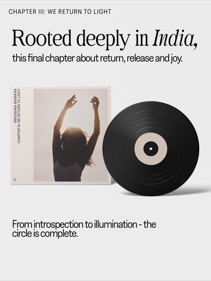 A graphic for Chapter III, 'We Return to Light', highlighting the final, joyful chapter of the trilogy. We complete the narrative, showing the full arc of the artist's story.