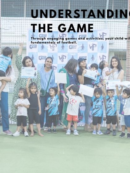 A big group photo of our happy leapers! Parents and coaches join the kids to celebrate their achievements. This is what understanding the game and unlocking milestones looks like.