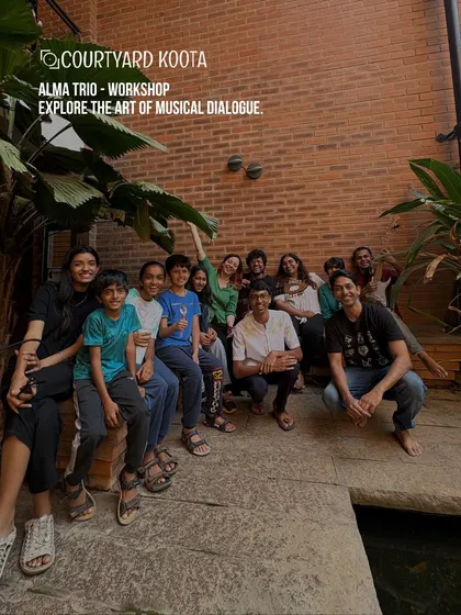 Music is a universal language, and at Koota, it's a conversation. This happy moment was captured after our Alma Trio workshop, where participants explored the art of musical dialogue. We host a diverse range of music events, including Carnatic concerts, jazz festivals, and interactive drum circles, bringing together musicians and enthusiasts to share their passion.