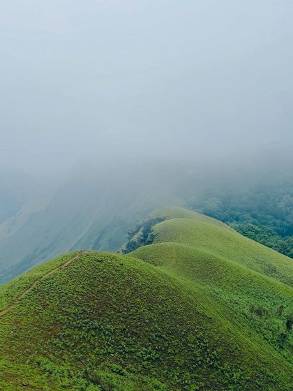 The wait is over. The first monsoon trek of the season to Netravati peak, with its iconic spine-like ridge disappearing into the mist.