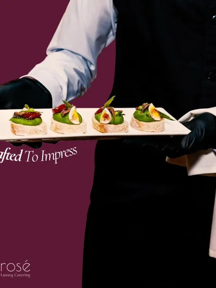 Our service is crafted to impress. A professionally attired member of our team presents meticulously prepared canapés, showcasing the seamless elegance and attention to detail we bring to every event, ensuring your guests feel truly valued.