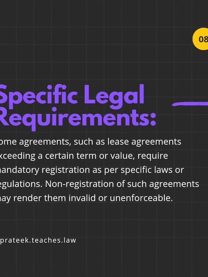 Some agreements, like lease agreements exceeding a certain term, require mandatory registration by law. Non-registration can render them invalid.