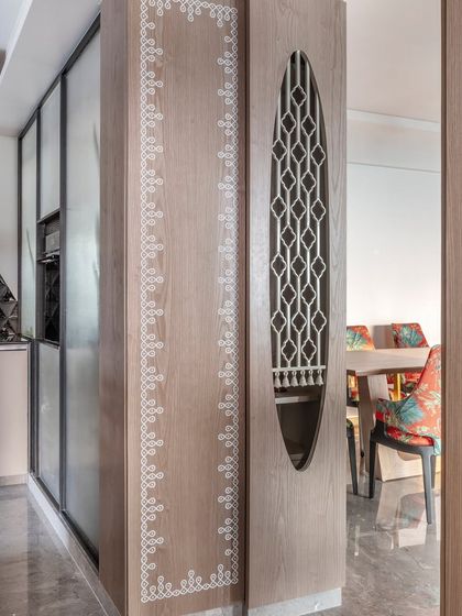 In the heart of this Mumbai home, I designed this temple of tranquility. Compact yet profound, this small sanctum bridges spaces and souls, offering solace in the rush of everyday life.