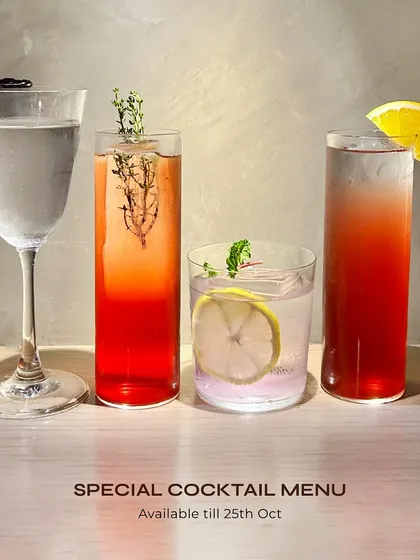 A showcase of our special cocktail menu in partnership with Suntory, featuring a range of drinks made with Roku Gin, Haku Vodka, and Toki Whisky.